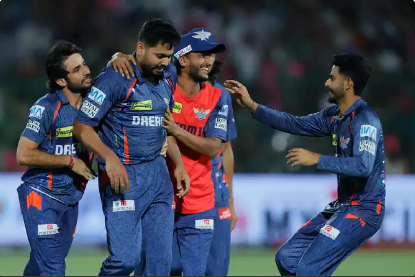 Avesh Khan takes a crucial wicket in the IPL 2025 match between Lucknow Super Giants and Rajasthan Royals, securing a thrilling victory for LSG.