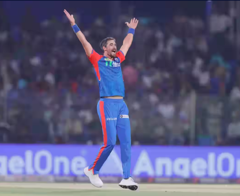 Mitchell Starc during a match before pulling out of IPL 2025 due to personal reasons