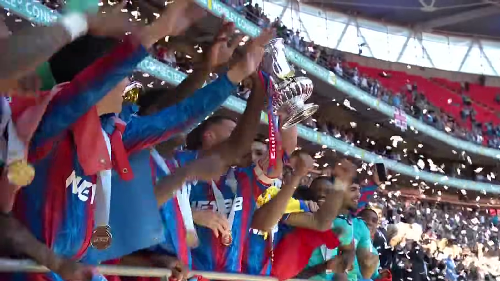 Crystal Palace FA Cup 2025 trophy celebration at Wembley